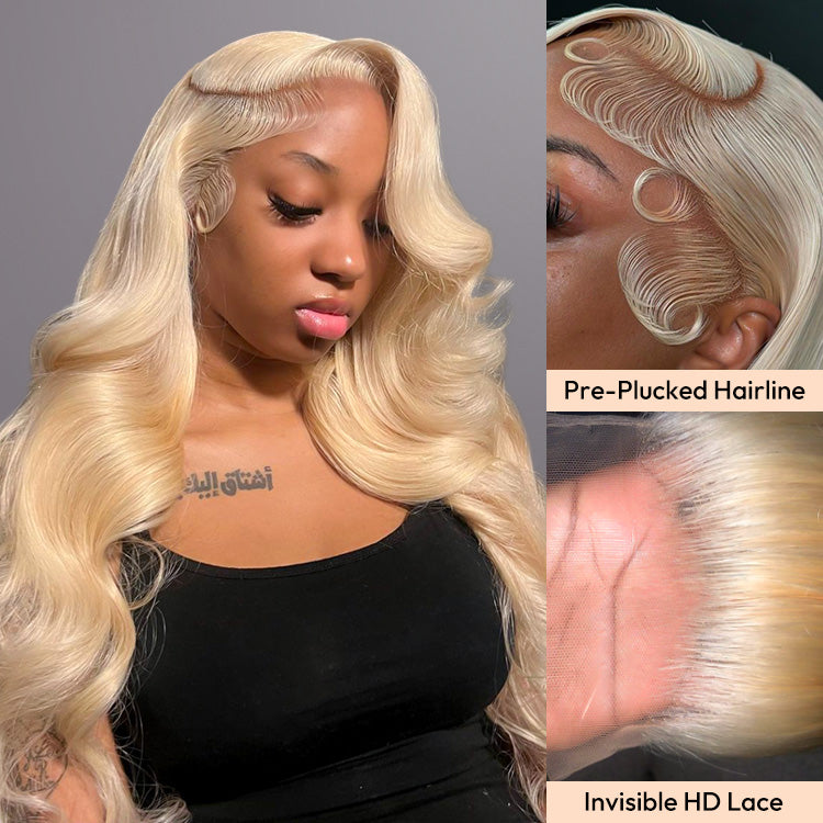 Blonde Long Straight and Body Wave Lace Front Wig.