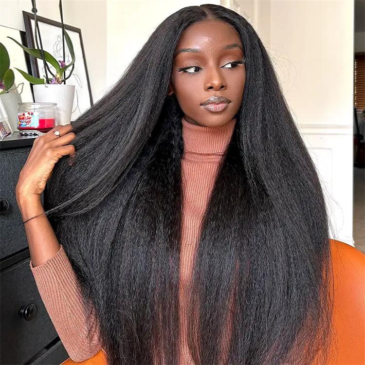Kinky Straight Brazilian Lace Front Wig.