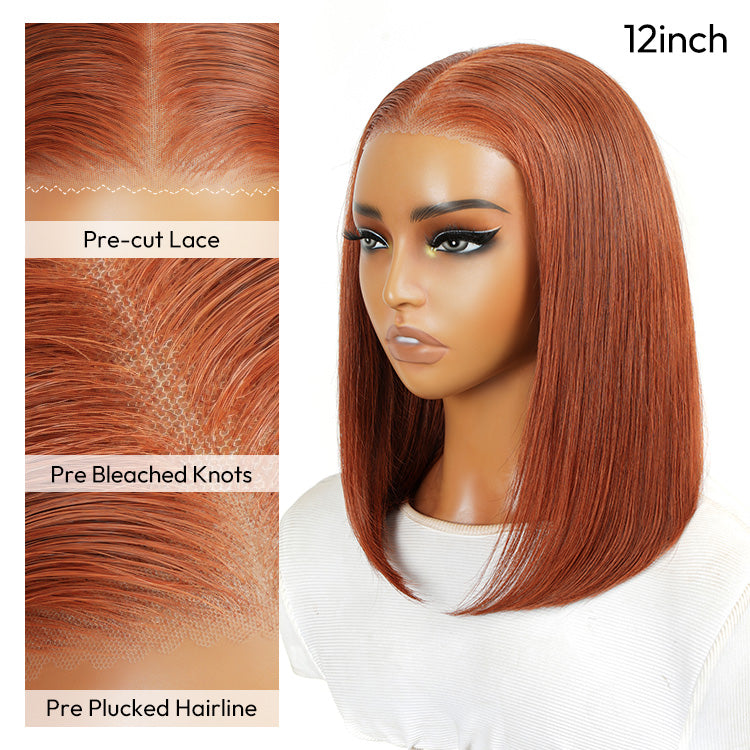 Straight Blunt Cut Copper Bob Wig