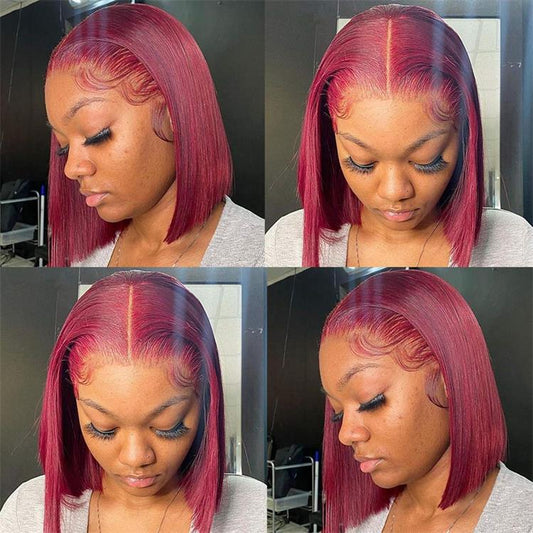 Burgundy Red Blunt Cut Bob Wig