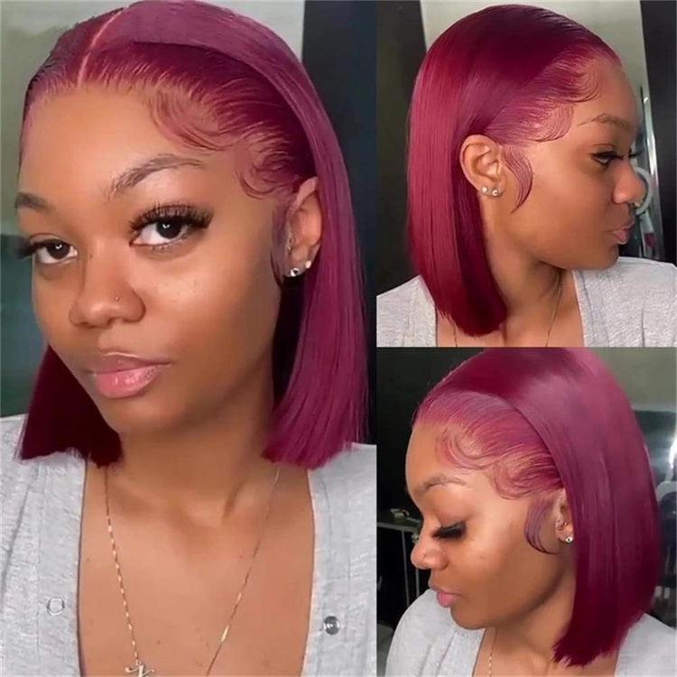 Burgundy Red Blunt Cut Bob Wig