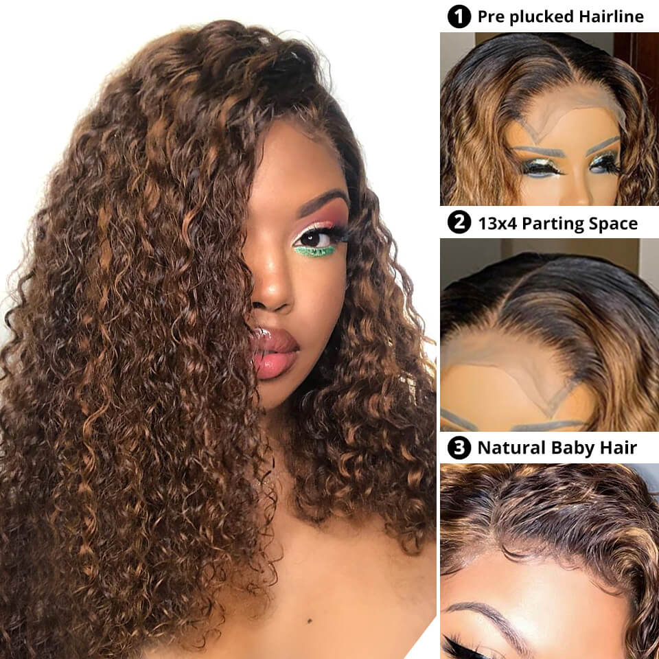 Curly Hair Highlight Lace Front Wigs.