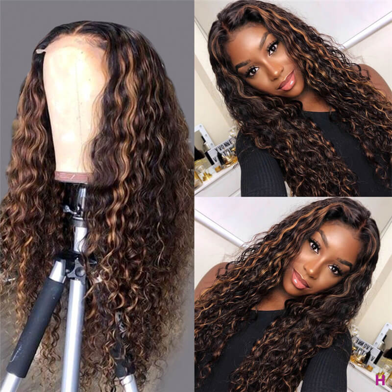 Curly Hair Highlight Lace Front Wigs.