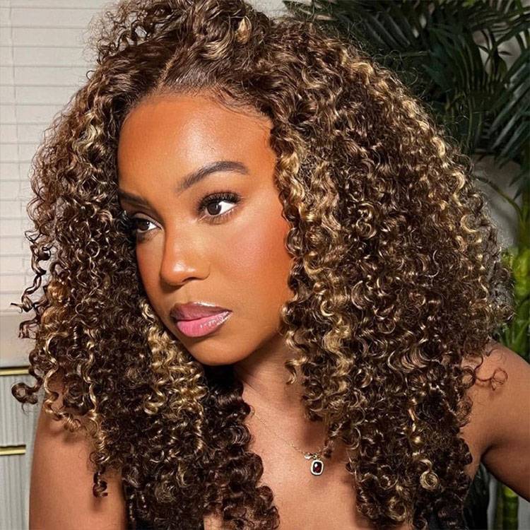 Curly Hair Highlight Lace Front Wigs.