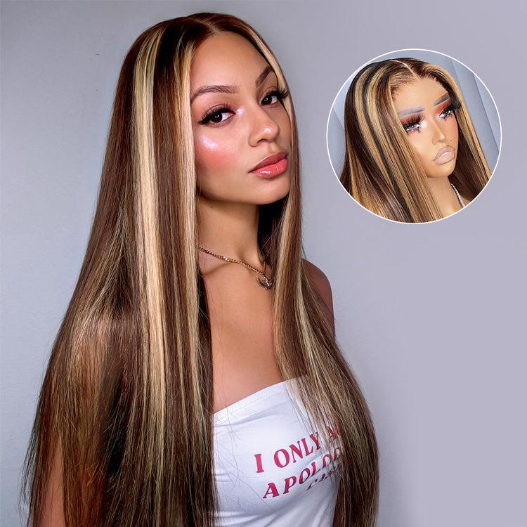 Highlight Straight Hair Ombre Wig.