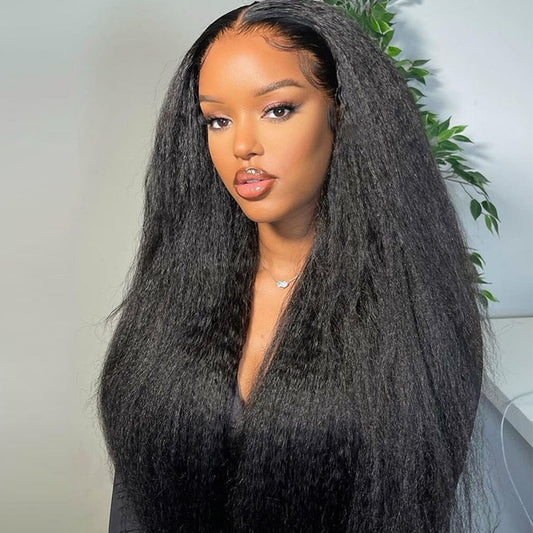 Kinky Straight Brazilian Lace Front Wig.