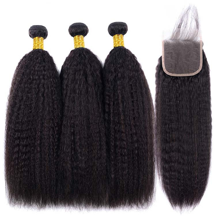 Kinky Straight Hair 3 Bundles With a Brazilian Kinky Straight Hair