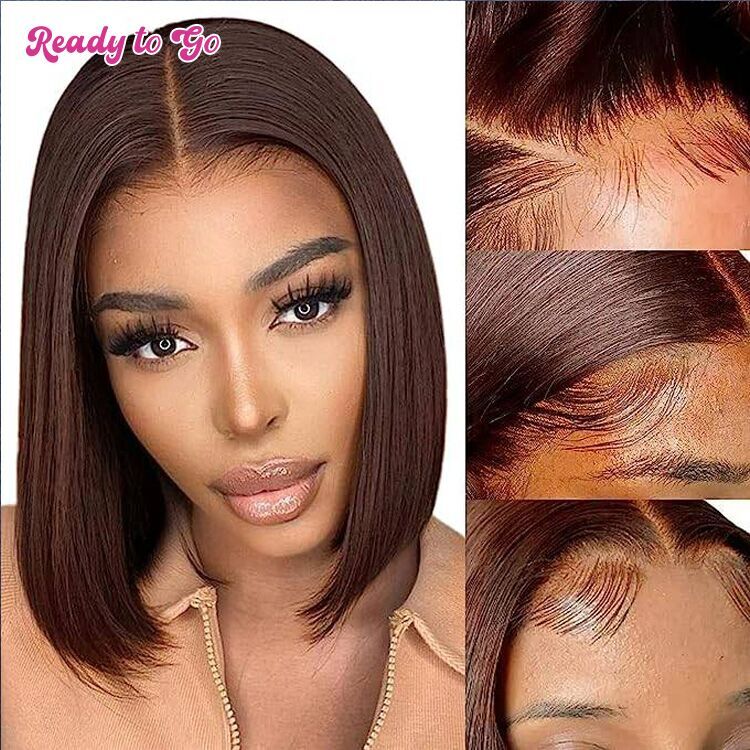 Ready To Go - Glueless Straight Short Brown Bob Wig