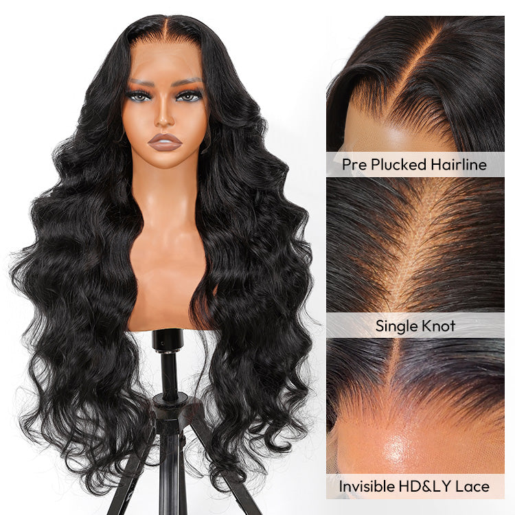 Transparent Skin Melt HD Lace Wigs Body Wave Real Hair.